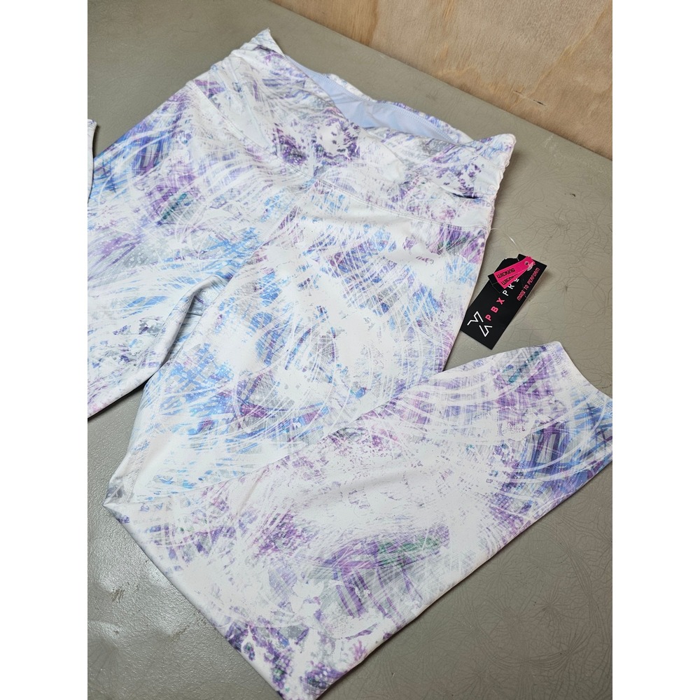 PBX Pro Womens Nebula‎ Print 7/8 Leggings Purple Blue White Size M NWT